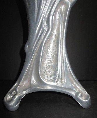 Art Nouveau Huge Nymph Deco Mantle Clock Case vintage all Aluminum No movement