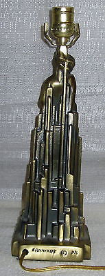Frankart spirit of modernism art deco lamp in antique brass patina all metal USA