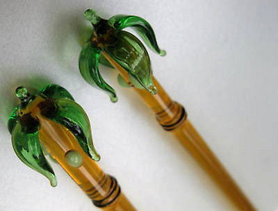 (4 PCs) PALM TREE Lead Crystal GLASS Cocktail Sticks, A set of 4,  stiXS