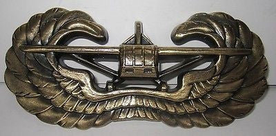 WWII U.S. Army Airborne Paratrooper Glider Plane Wings Plaque Brass USMC,9" loNG