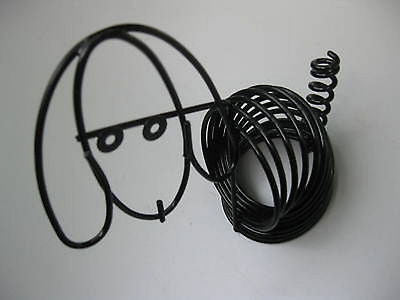 1970's Eames Style  Dog- Puppy Black Pen + Letter Art Deco Retro in Metal wiRE