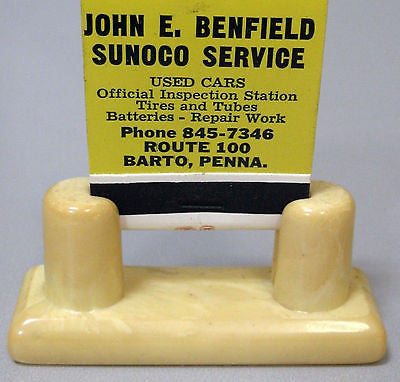 BAKELITE CATALIN MATCH BOOK HOLDER with a mint Book of PIN UP ART Matches