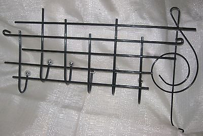 1970's Eames Moderne Retro Style Art Deco Metal Wire Music Note Wall  Rack