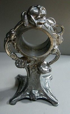 A Beautiful Roses Art Nouveau Clock Case in Aluminum - 10-1/2" Tall , art deCO