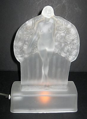 FRANKART Sally Rand Nude Feather Nymph - Frosted Clear Glass Art Deco laMP