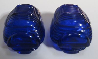 Glass Classic Bird Cage Feeders Depression Cobalt Blue GLASS Pair 2 piecES