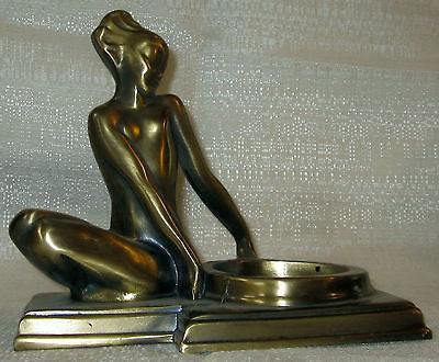 Frankart Art Deco fish face nymph table lamp base only antique brass USA