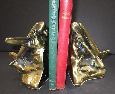 DC-3 - Airplane  Bookends Art Deco Brass finish very heavy Made in USA  paIR