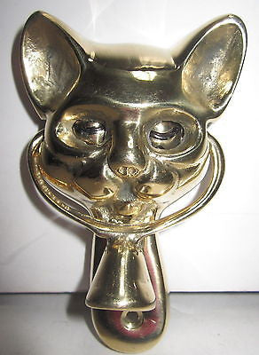 Cat kitten retro winking eyes door knocker in solid brass 1970's
