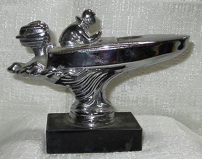 50's Racing Outboard Engine Skiff Runabout with a Driver  Boat Triple Chrome