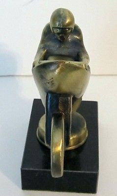 Racing or Driving  Motorcycle Hood ornament or Mascot, brass statue