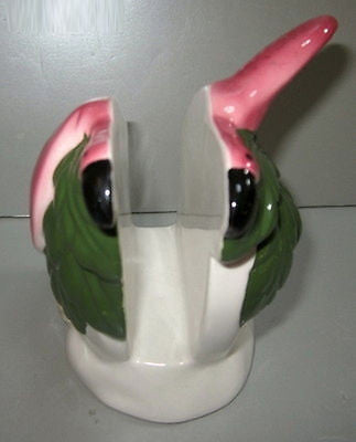 Flamingo Napkin or Letter Holder Figurine 4-3/4 inches tall 1980's ceramIC