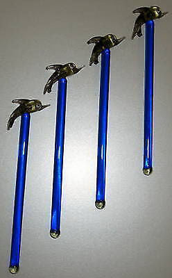 4 pcs Dolphin mammal fish lead crystal  set of 4! glass cocktail sticks stix