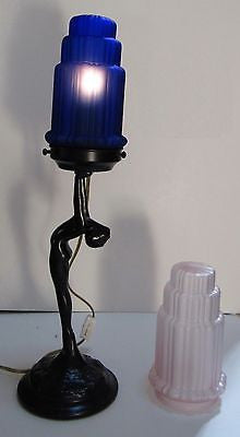 Frankart Art Deco Standing LAMP with Up Stretched Arms in a Black Finish & glaSS