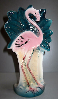 Flamingo spoon rest or wall plaque or figurine 7-1/4" tall c1986  ceramic