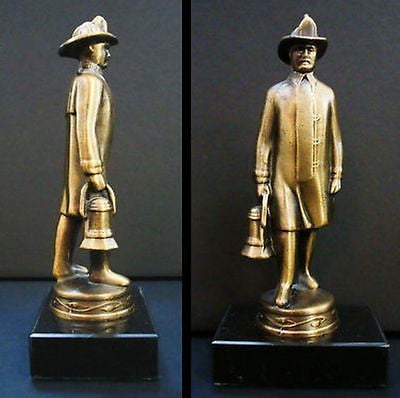 Fireman firefighter with a lantern brass figurine USA