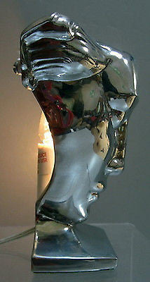 Frankart Art Deco Nymph Face Table Lamp  in a Polished Aluminum Finish + metAL