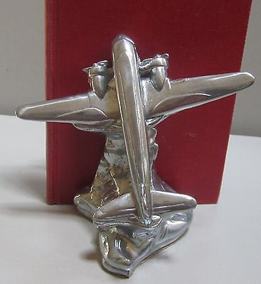 DC-3 - Airplane Bookends Art Deco Period Polished Aluminum Metal, USA a pair