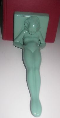 Frankart standing nymphs bookends art deco in green metal 9-1/4" tall a pair USA