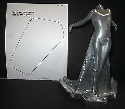 Frankart butterfly nymph table lamp art deco aluminum with glass templates USA