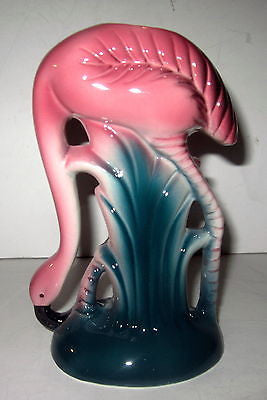 Flamingo a vase or pencil cup Old Ceramic 6" tall
