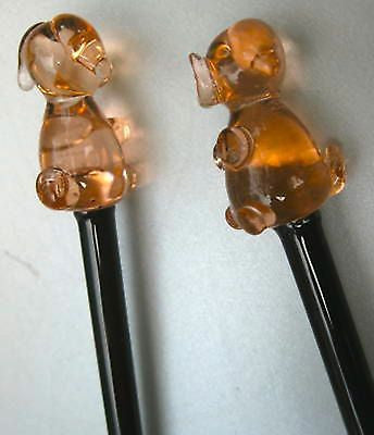 (4 PCs) Pig Hog Oink Crystal Glass Swizzle Sticks, set of 4, Cocktail driNK