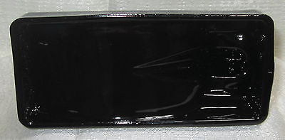 Art Deco nymph card desk tray ashtray soap dish in black amethyst all glass USA