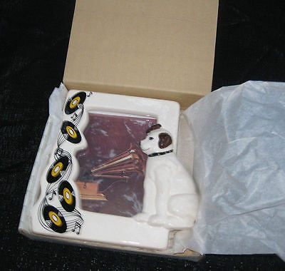 Nipper Victor Edison Dog and Phonograph Ceramic Photo Frame NOS Old Stock