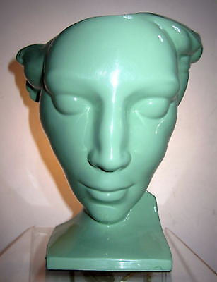 Frankart Art Deco Nymph Face Table Lamp in a Greenie finish  all Aluminum metAL