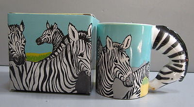 Zebra Coffee Mug- Cup - CERAMIC - c1986, very large >13 ounces Old