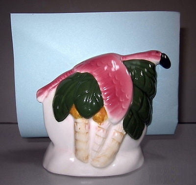 Flamingo Napkin or Letter Holder Figurine 4-3/4 inches tall 1980's ceramIC