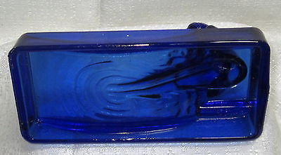 Art Deco nymph card desk tray ashtray soap dish in cobalt blue all glass USA