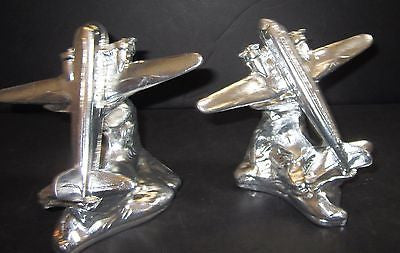 DC-3 - Airplane Bookends Art Deco in Unfinished Aluminum Made in USA a pair