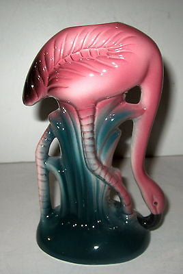 Flamingo a vase or pencil cup Old Ceramic 6" tall
