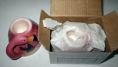 Flamingo sitting Candlesticks -c1987 2" x 3" ceramic  a pair 2 Pcs