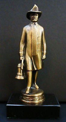 Fireman firefighter with a lantern brass figurine USA