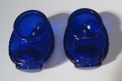 Glass Classic Bird Cage Feeders Depression Cobalt Blue GLASS Pair 2 piecES