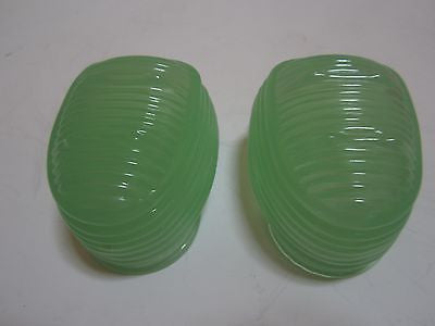 Glass classic bird cage feeders fire king green glass a pair 2 pieces