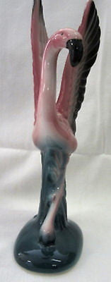Flamingo with his wings in the aira tall figurine ceramic c1983 7-1/2" tall
