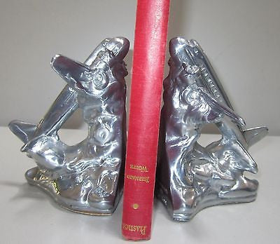 DC-3 - Airplane Bookends Art Deco Period Polished Aluminum Metal, USA a pair