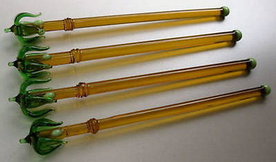 (4 PCs) PALM TREE Lead Crystal GLASS Cocktail Sticks, A set of 4,  stiXS