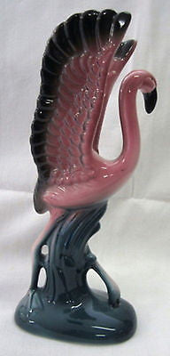 Flamingo with his wings in the aira tall figurine ceramic c1983 7-1/2" tall