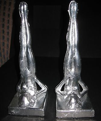 Frankart Standing Nymph Bookends Art Deco in Aluminum metal 9-1/4" Tall a paIR