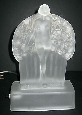 FRANKART Sally Rand Nude Feather Nymph - Frosted Clear Glass Art Deco laMP