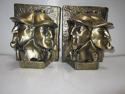 Sherlock Holmes bookends a pair antique brass finish Arthur Conan Doyle USA