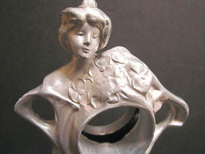 Art Nouveau Huge Nymph Deco Mantle Clock Case vintage all Aluminum No movement