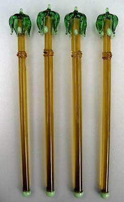 (4 PCs) PALM TREE Lead Crystal GLASS Cocktail Sticks, A set of 4,  stiXS