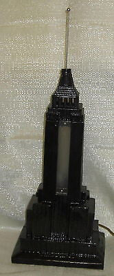 EMPIRE STATE BUILDING LAMP NYC  Huge! 19" Tall! Art Deco Black Enamel Scarce
