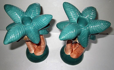 PALM Tree Candlesticks You are buyiing a Pair 2 PCs Ceramic 9" tall  Flamingo
