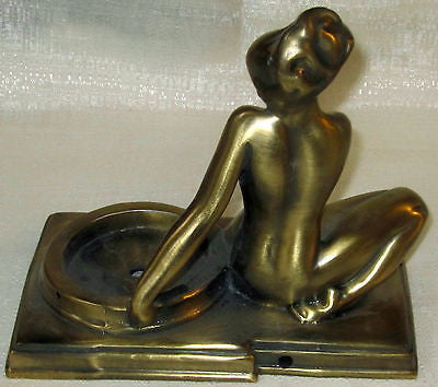 Frankart art deco fish face nymph table lamp base only antique brass USA
